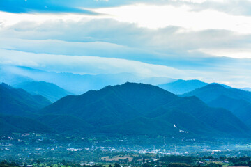 Landscape  of mountain peaks from the mountains from Pai. Mae Hong Son is in the north of Thailand.