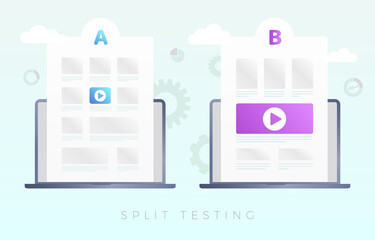 Split testing vector concept illustration. AB Comparison web site page, online experiment with different ui elements to identify better user convenience. Flat illustration isolated on light background