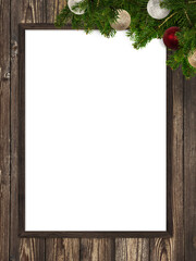 Christmas decorations and message board hung on a wooden wall