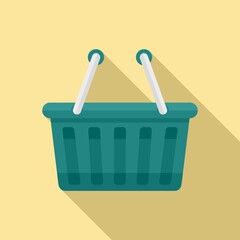 Fototapeta premium Plastic shop basket icon, flat style