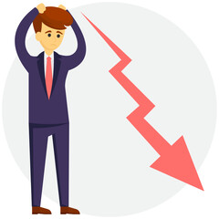
Businessman with decreasing graph represents the concept of businessman in loss 
