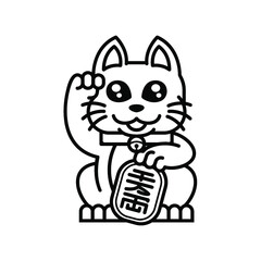 the fortune and good luck japanese cat, maneki neko icon. - vector