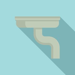 Plastic gutter icon, flat style