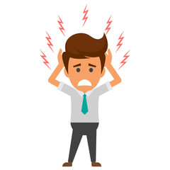 
A young business professional standing in depression 
