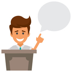 
Businessman is thinking about something with thinking bubble 
