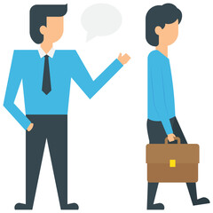 
Two human avatars of business people in an organization having business conversation
