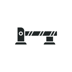 Parking barrier icon. Automatic car gate. Roadblocks. Parking entrance with security barrier gate and parking ticket machine. Glyph solid style. Vector illustration. Design on white background. EPS 10