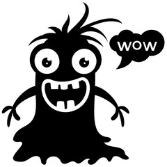 Cute cartoon fluffy monster growling 