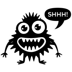 Cute cartoon fluffy monster growling 