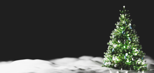 Christmas tree on snow decoration.
