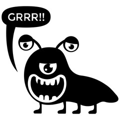 Cute cartoon fluffy monster growling 