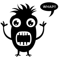 Cute cartoon fluffy monster growling 