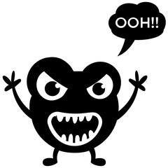 Cute cartoon fluffy monster growling 