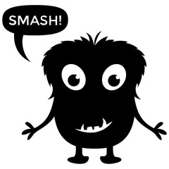 Cute cartoon fluffy monster growling 