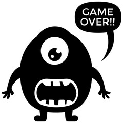 Cute cartoon fluffy monster growling