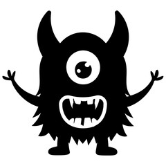 Cute cartoon fluffy monster growling