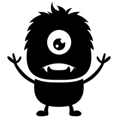 Cute cartoon fluffy monster growling