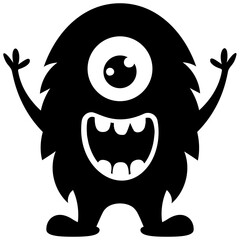 Cute cartoon fluffy monster growling