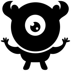 Cute cartoon fluffy monster growling