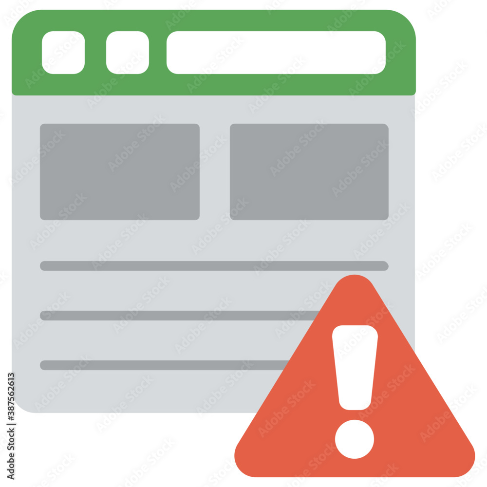 Wall mural webpage with error sign symbolising web page error or web page not found