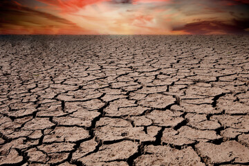 Brown dry soil and a amazing sky of background