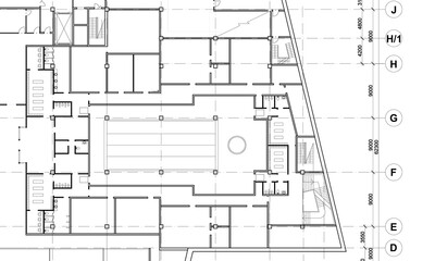 Architectural background. Part of architectural project, architectural plan of a public building. Spa center