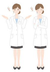 白衣の女性（悩む・考える・困る）