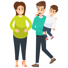 
Happy family characters portrait, parents and their children
