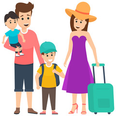 
Happy family characters portrait, parents and their children
