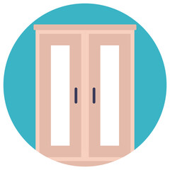 
Interior of modern wooden wardrobe, flat icon design
