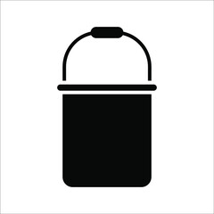 Metal bucket icon in flat style design. Vector illustration.
