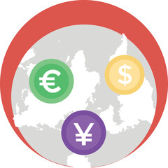 
A world globe with different currencies symbol depicting Foreign exchange
