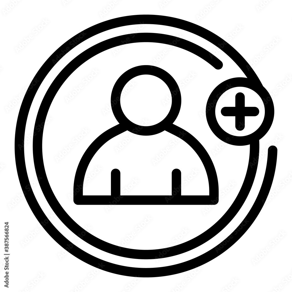 Poster add friend request icon. outline add friend request vector icon for web design isolated on white bac