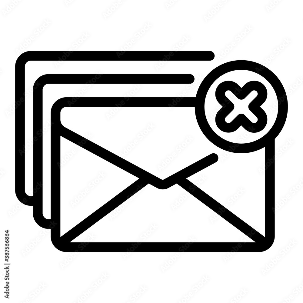 Poster inbox mail reject icon. outline inbox mail reject vector icon for web design isolated on white backg