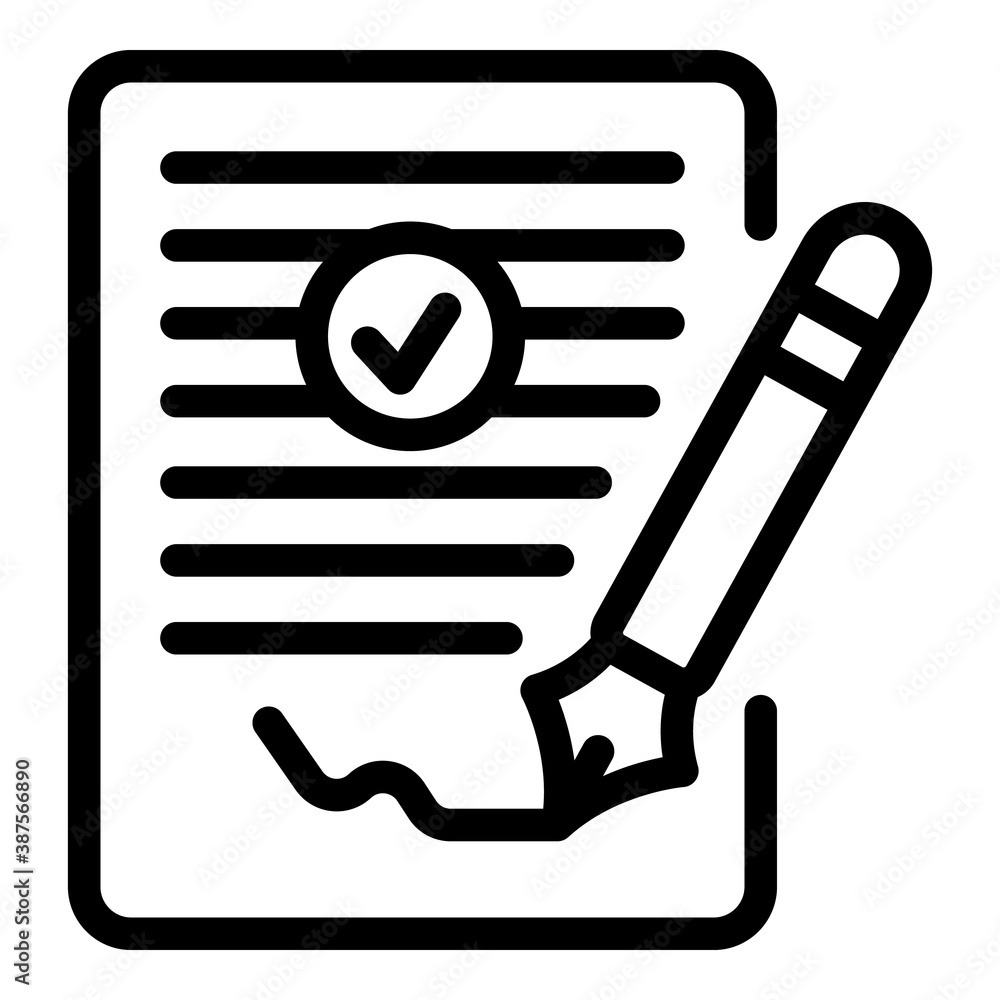 Poster request signature icon. outline request signature vector icon for web design isolated on white backg