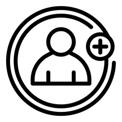 Add friend request icon. Outline add friend request vector icon for web design isolated on white background