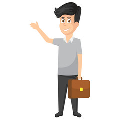 Obraz premium A young businessman with briefcase in hand 