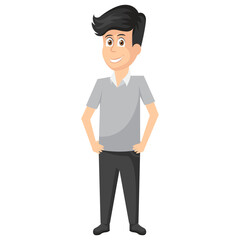 
A man avatar standing casually representing an executive. 
