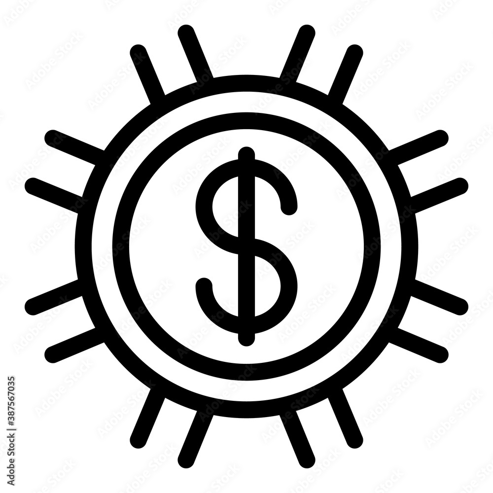 Poster coin dollar request icon. outline coin dollar request vector icon for web design isolated on white b
