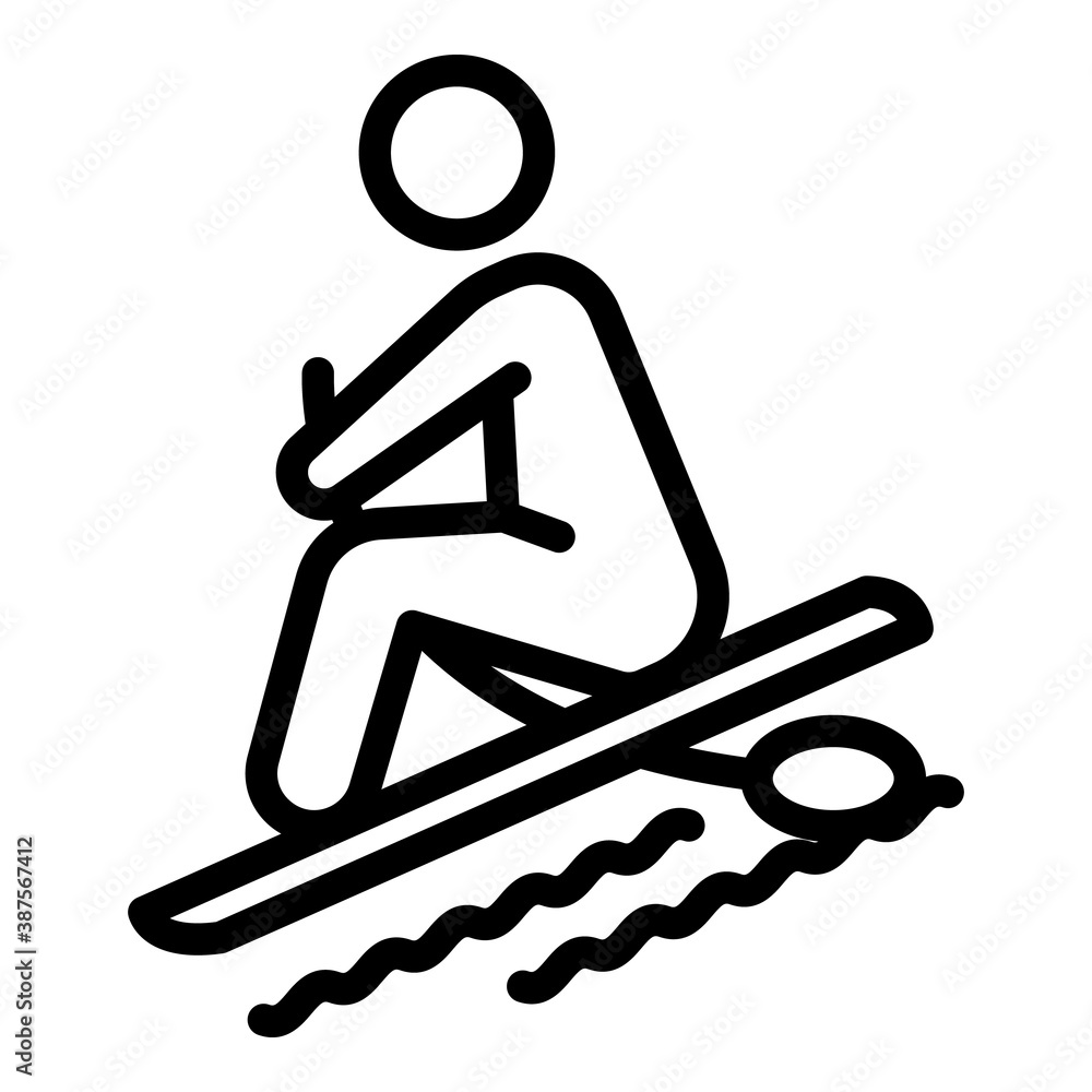 Poster man sup surfing icon. outline man sup surfing vector icon for web design isolated on white backgroun