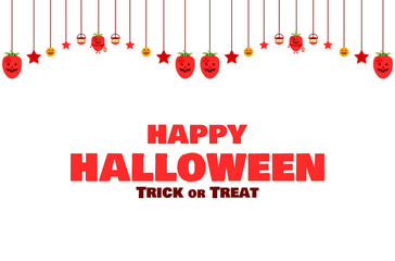 Halloween background. Trick or treat background. Halloween party. Happy Halloween. Strawberry character