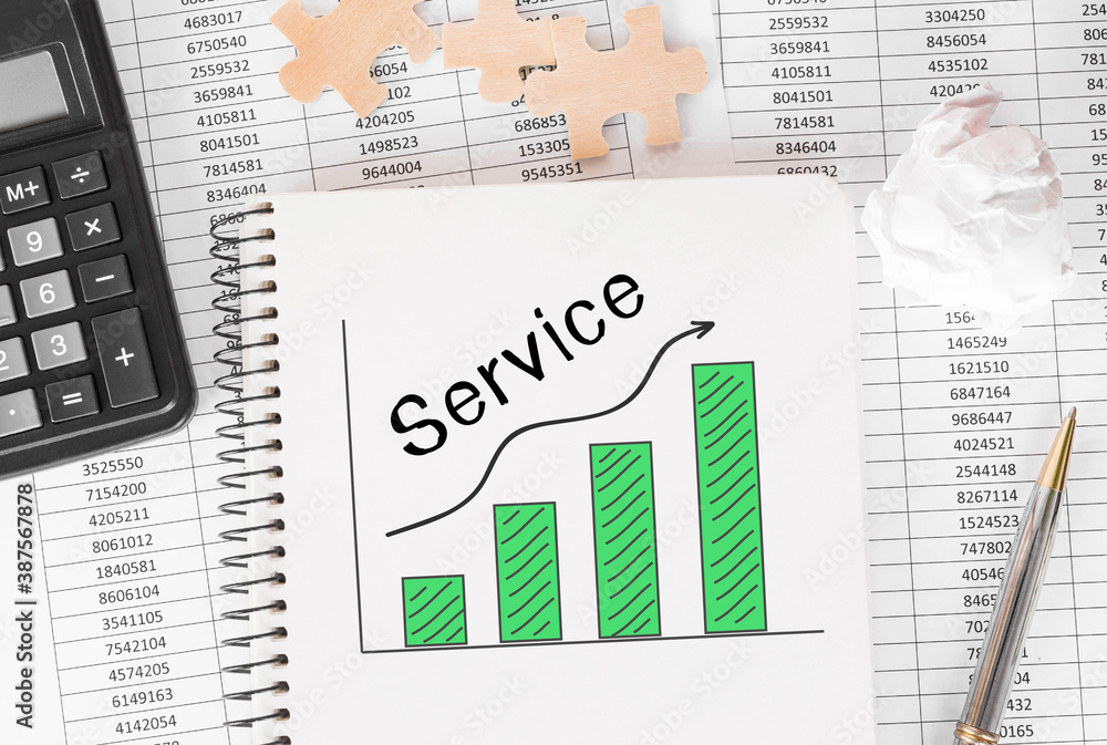 Poster notebook with toolls and notes about service