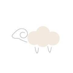 Lamb farm animal on white background. Vector illustration