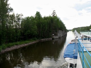 Fototapeta na wymiar Saimaa canal between the Baltic sea and lake Saimaa