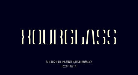 Hourglass, an elegant alphabet font and number. Premium uppercase fashion Design typography. vector illustration