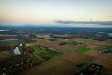 Aerial Drone of Plainsboro Princeton Foliage Sunset