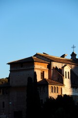 old building at sunset