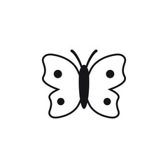 Butterfly icon, black butterfly silhouette vector isolated.