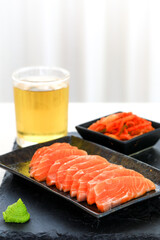 Fresh salmon fillet before cooking.
