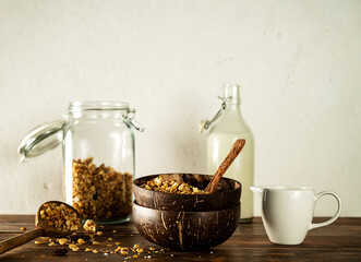 Muesli with milk for Breakfast